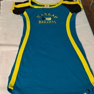 Nassau Bahamas Blue & Yellow Graphic Tee Dress